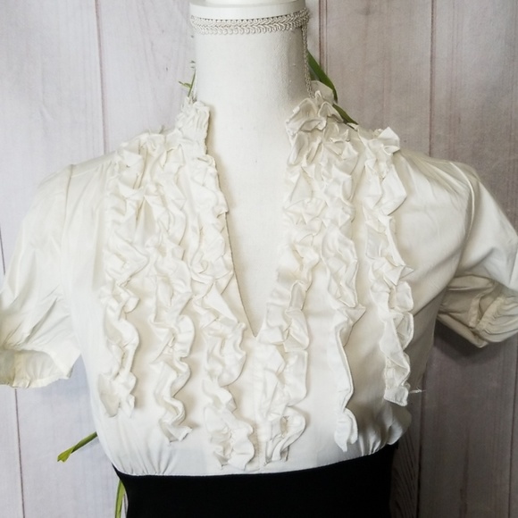 Max & Cleo sz 2 Sheath Black White Ruffle Dress - Picture 2 of 7